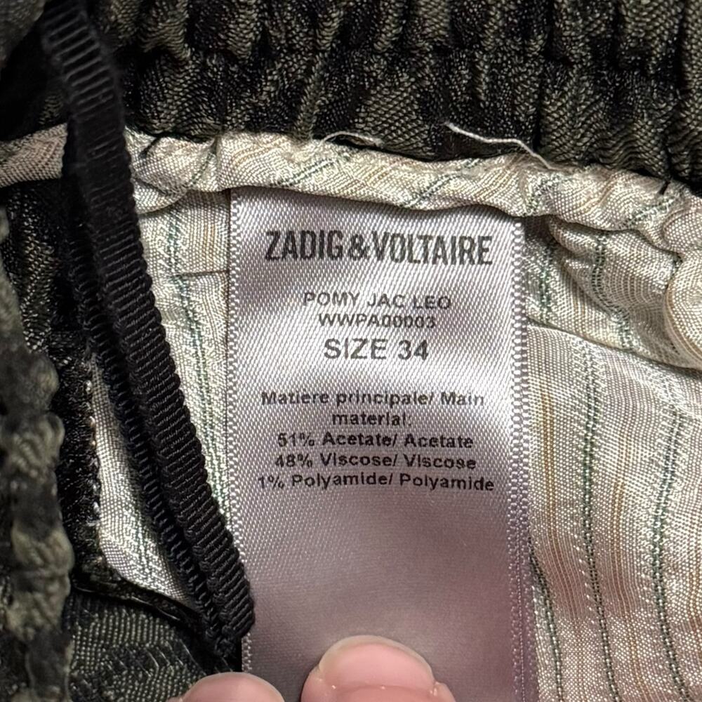 Zadig & Voltaire Pomy Jac Leo Track Pants Leopard Print Jacquard Green Black 34 - Picture 4 of 9